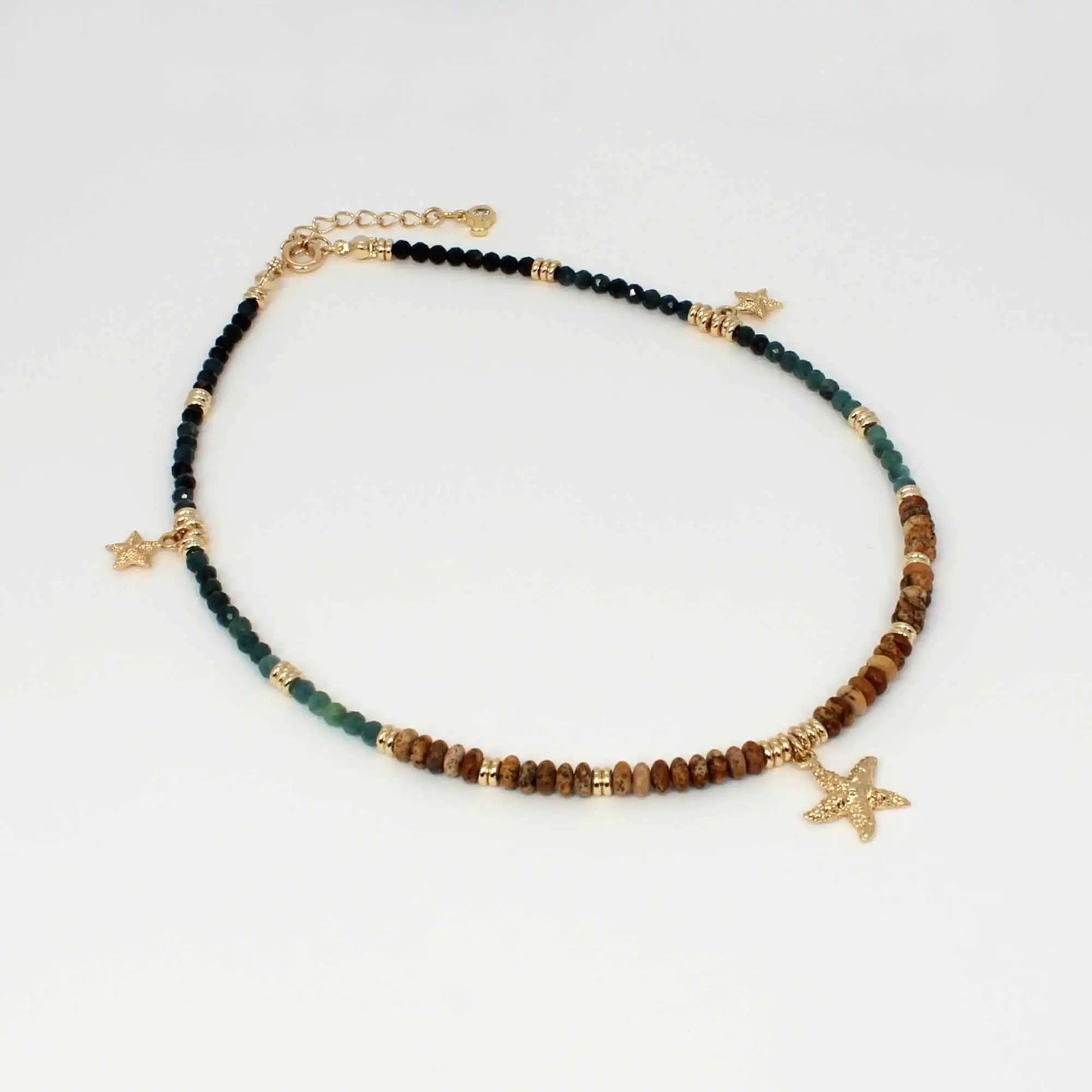 Beaded Gold Starfish Pendant Necklace