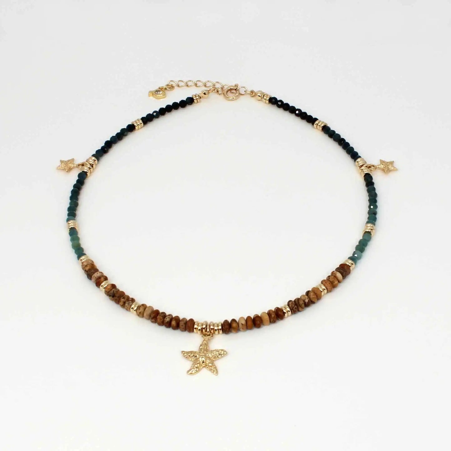 Beaded Gold Starfish Pendant Necklace