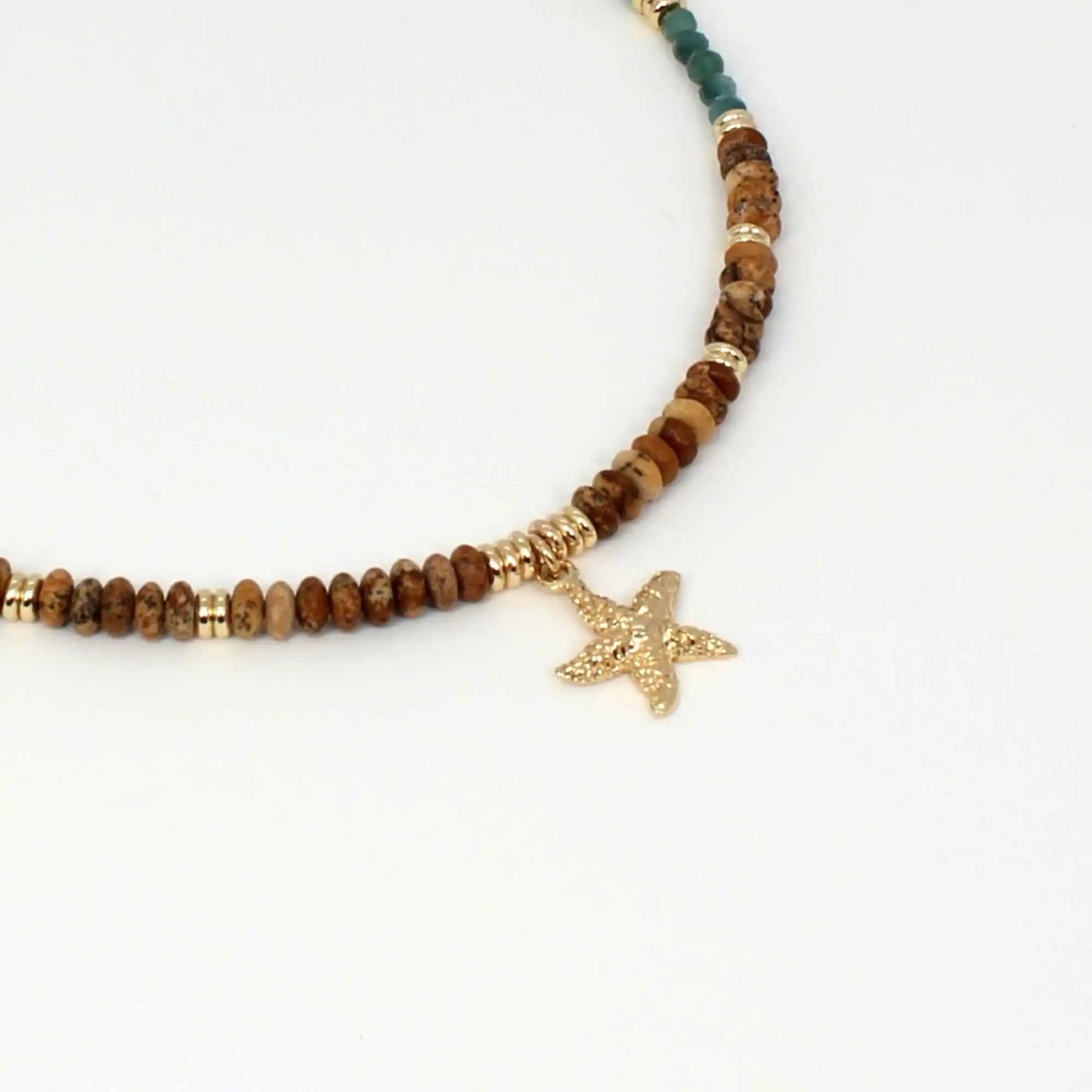 Beaded Gold Starfish Pendant Necklace