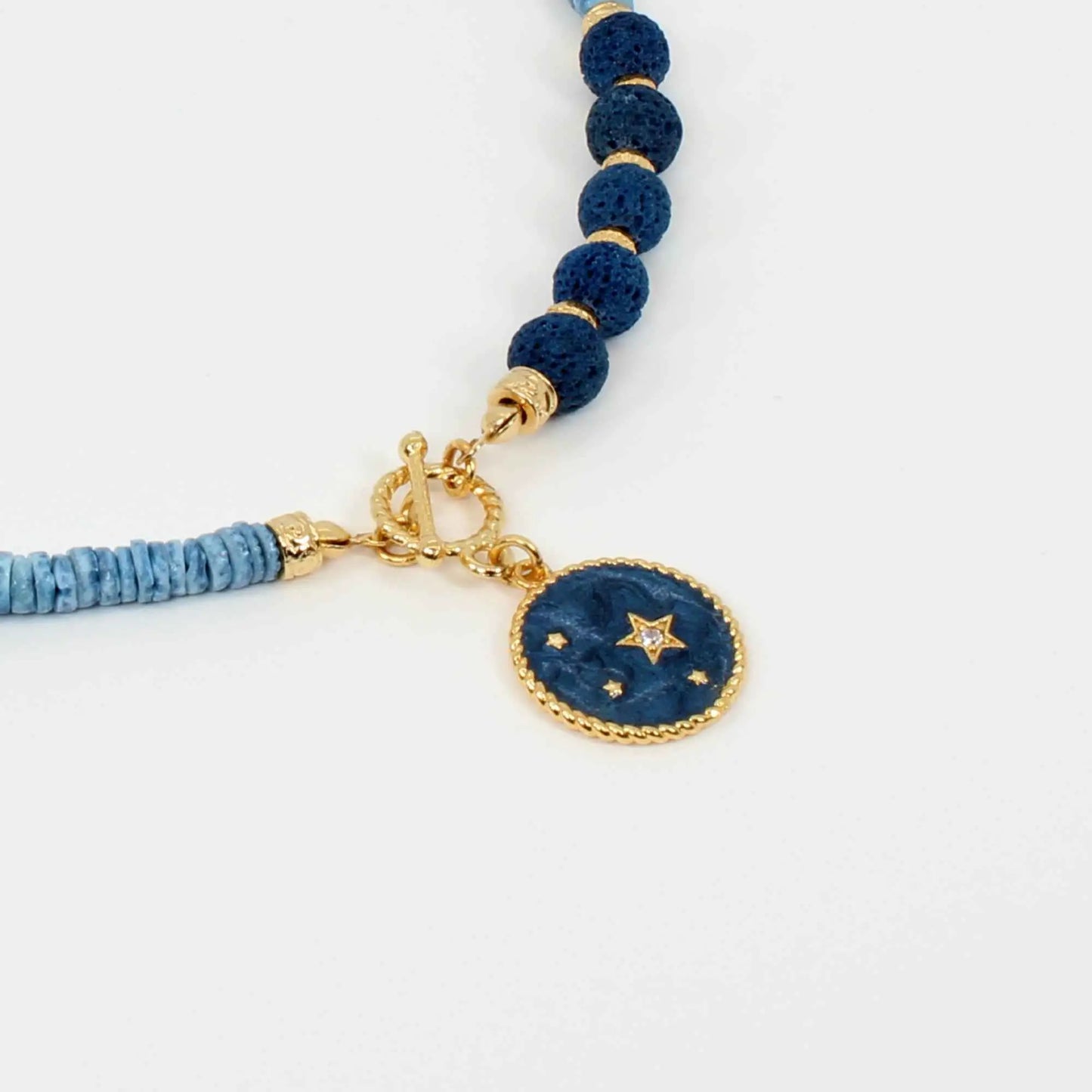 Boho Beaded Gemstone Blue Necklace