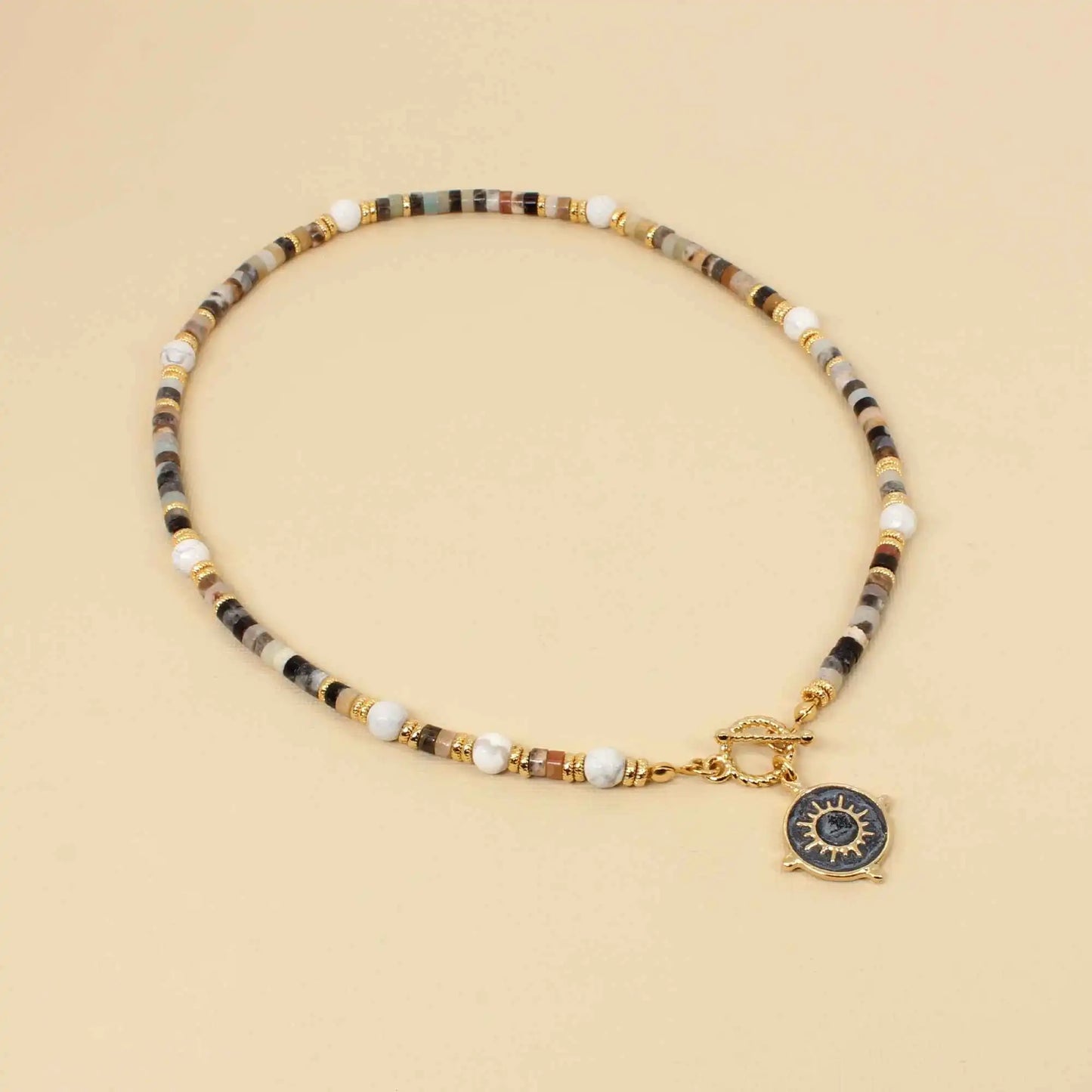 Boho Beaded Natural Stone Necklace