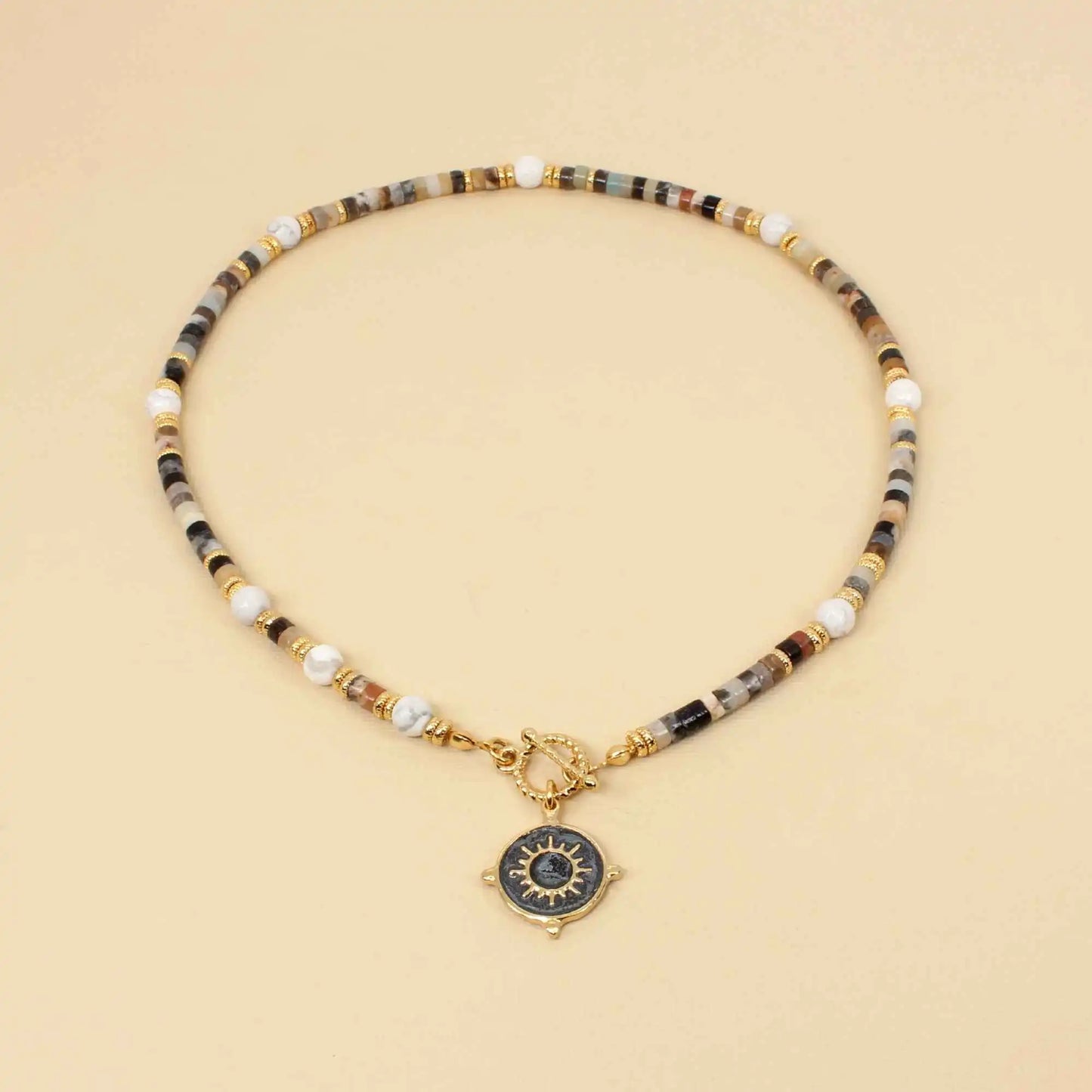 Boho Beaded Natural Stone Necklace