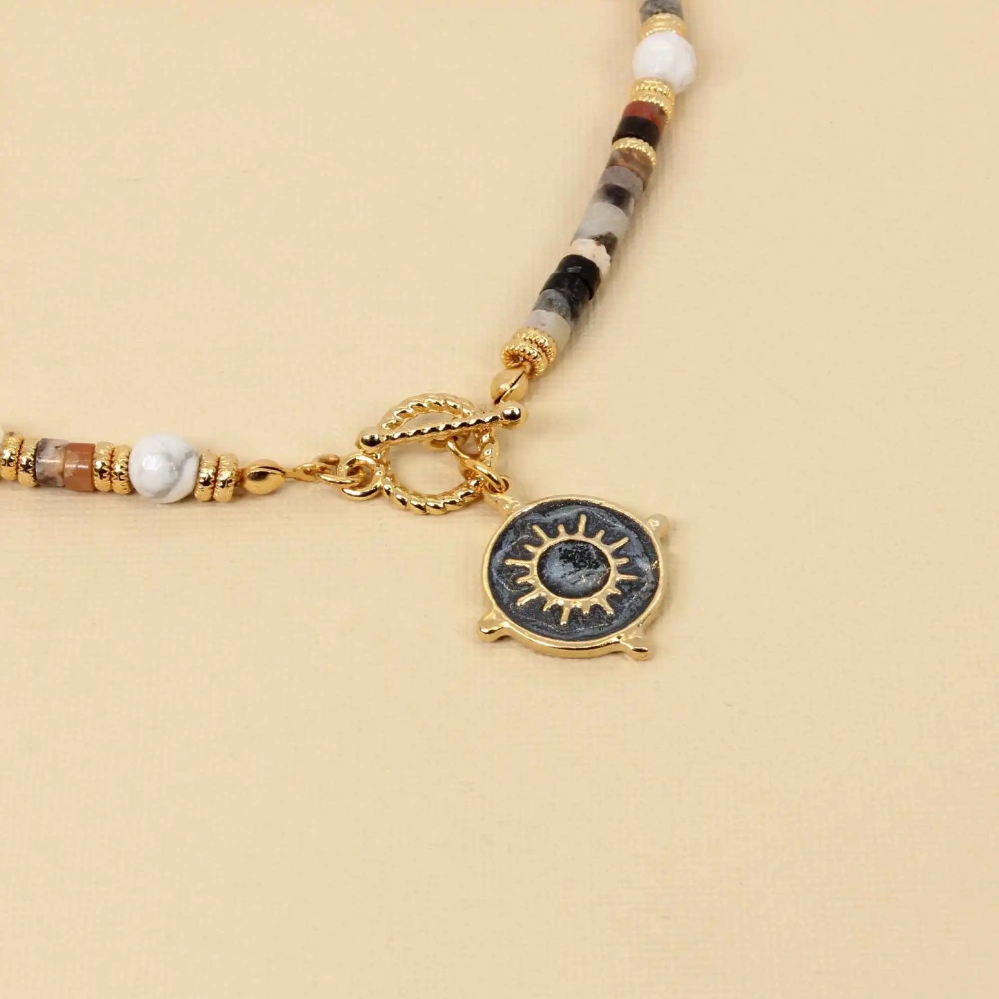 Boho Beaded Natural Stone Necklace