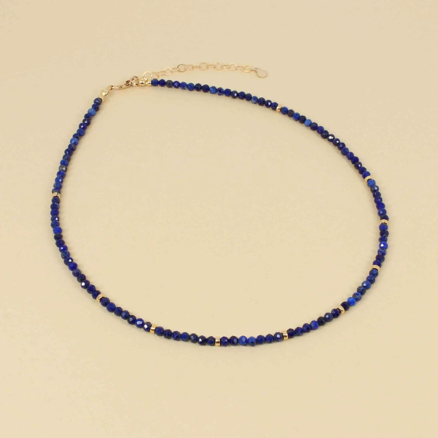 Dainty Blue Lapis Lazuli Beaded Necklace