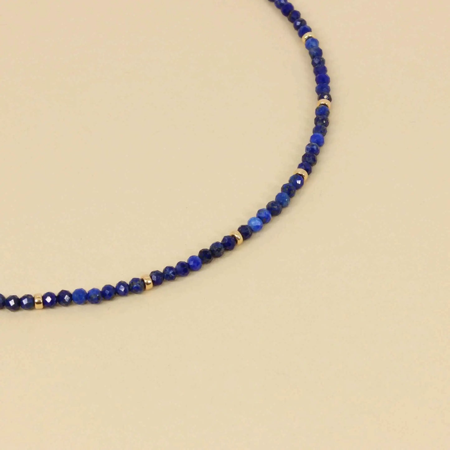 Dainty Blue Lapis Lazuli Beaded Necklace