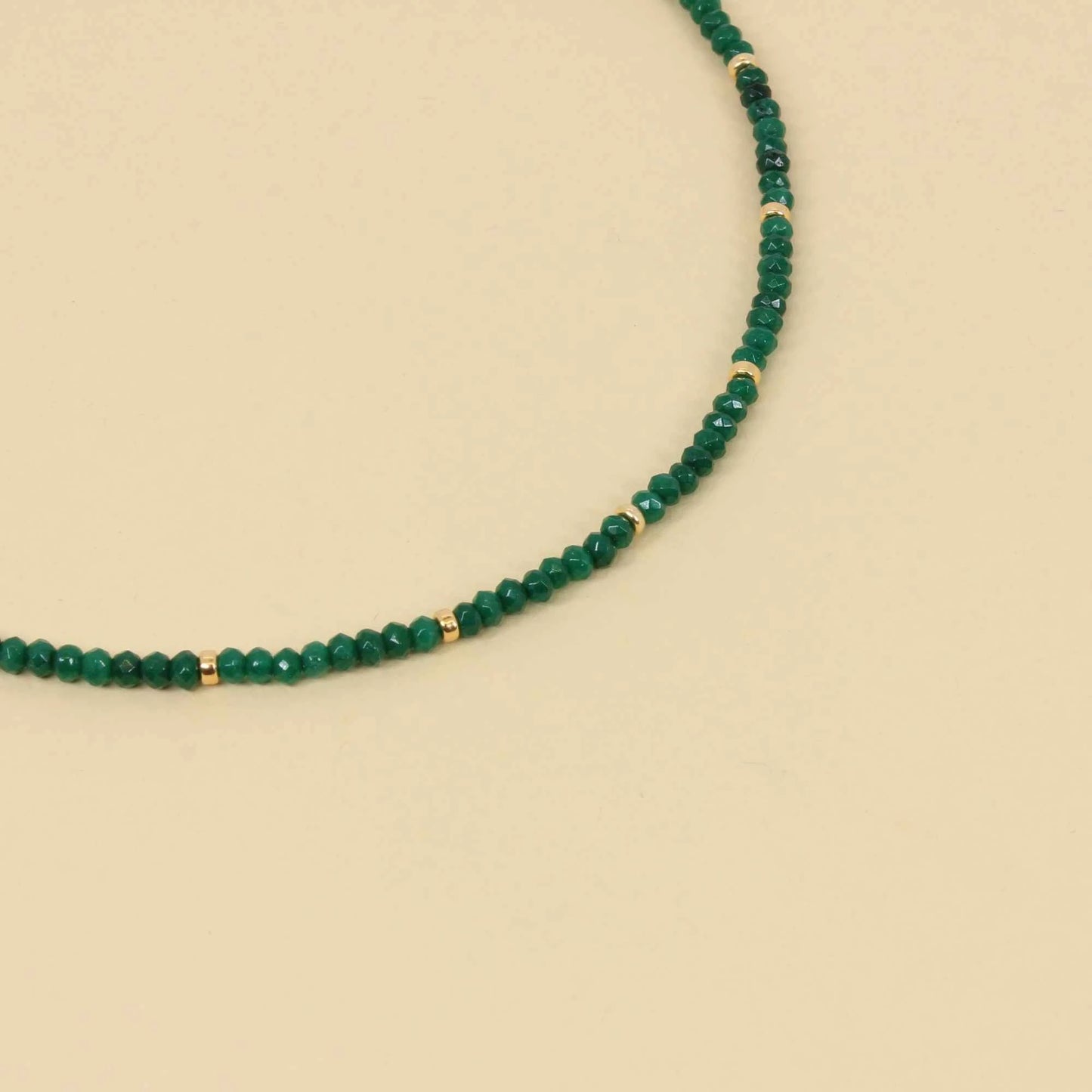 Dainty Green Jade Beaded Choker Necklace