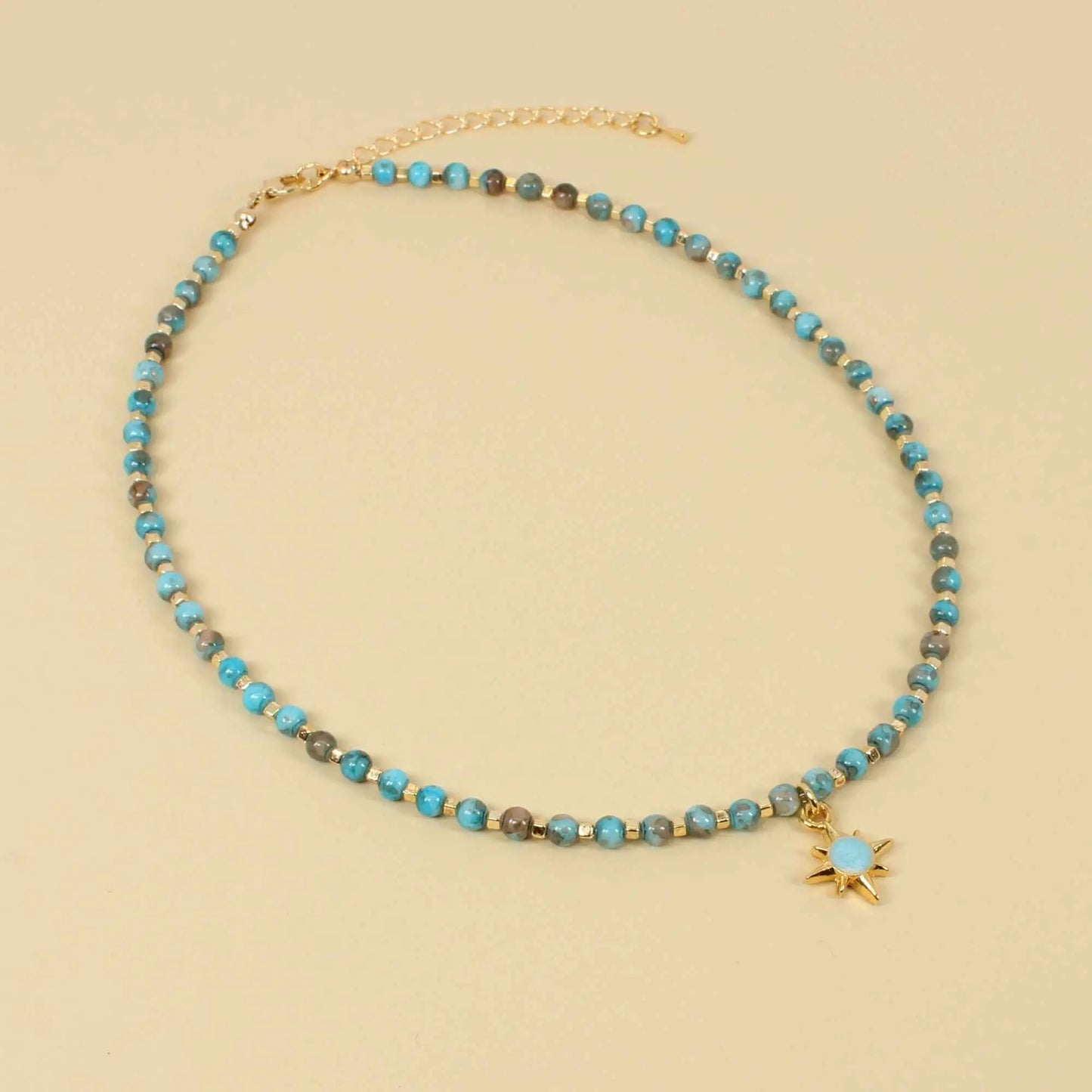 Dainty Turquoise Sun Pendant Necklace