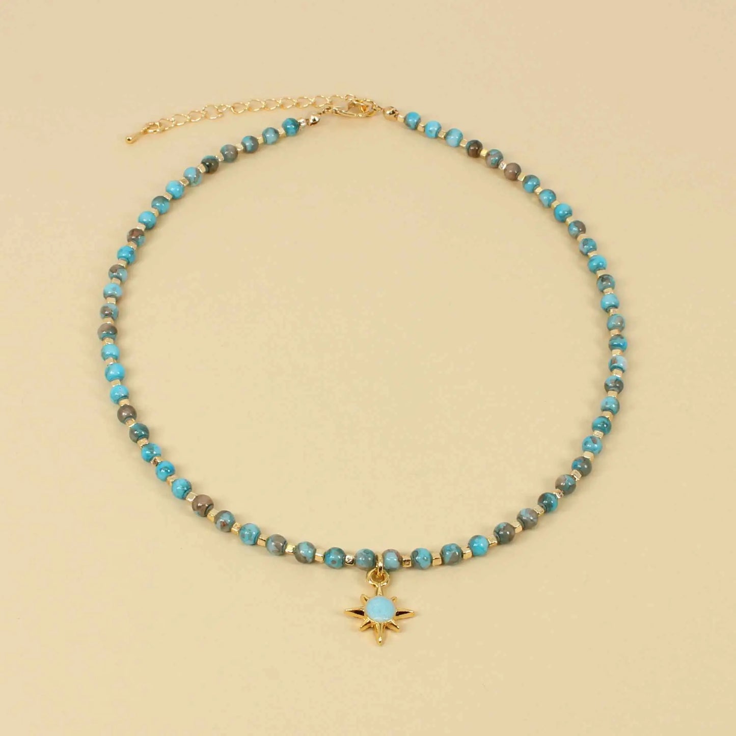 Dainty Turquoise Sun Pendant Necklace