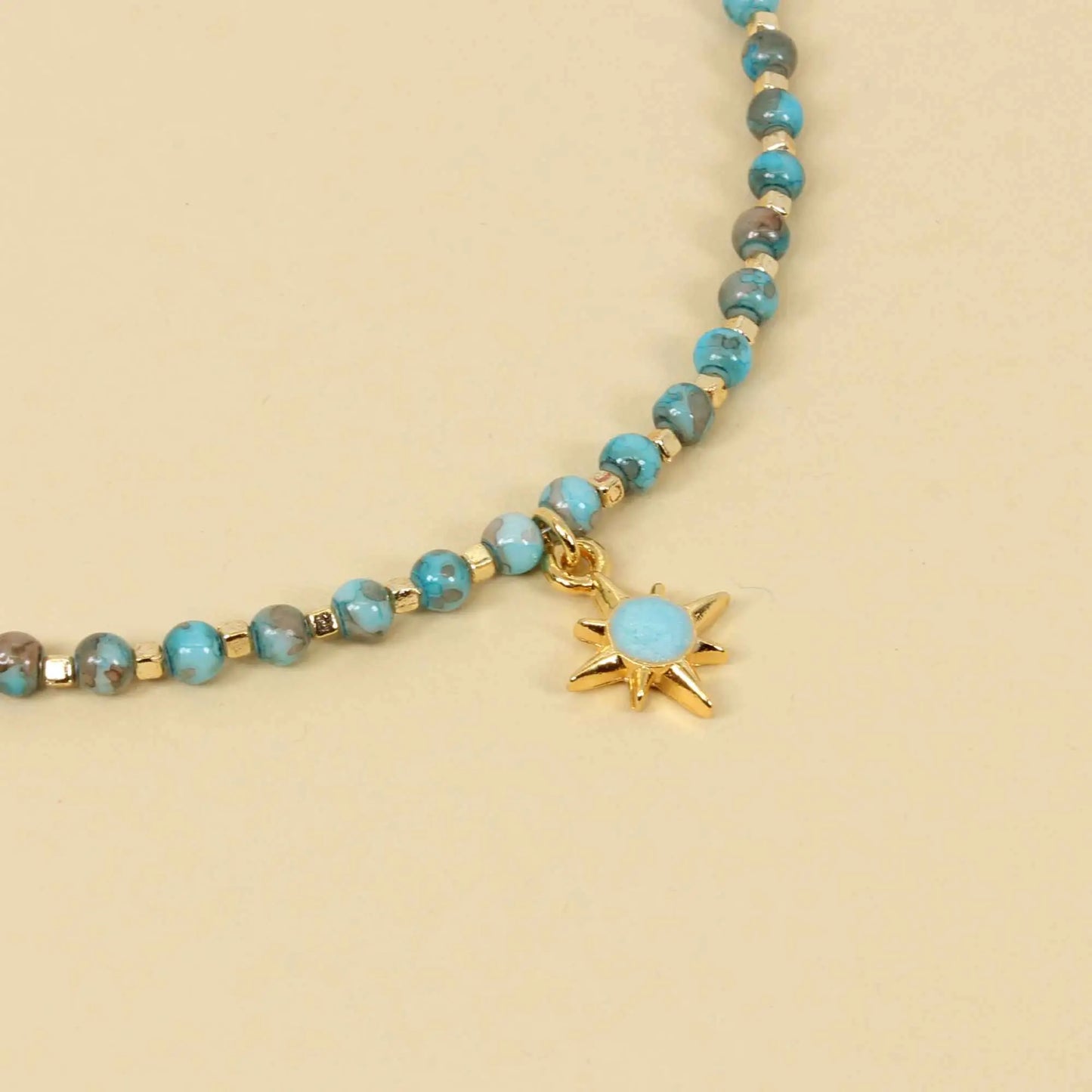 Dainty Turquoise Sun Pendant Necklace