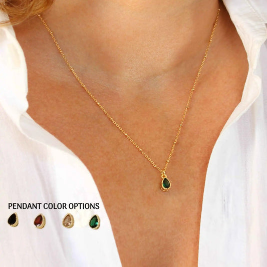 Delicate Gold Chain Teardrop Necklace