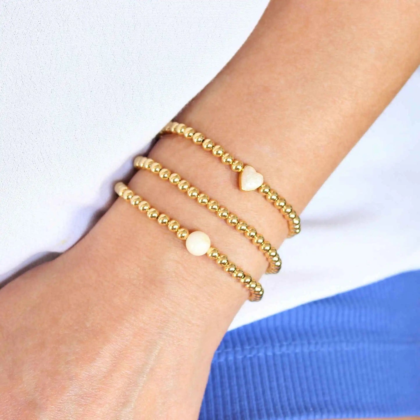 Gold Bead Stretch Bracelet