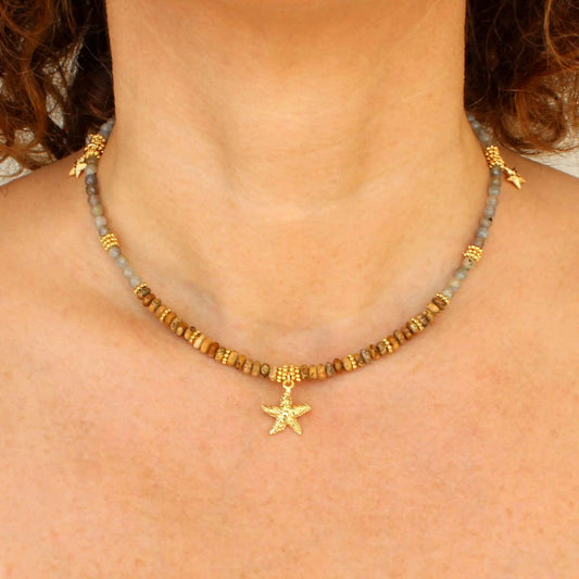 Gold Starfish Pendant Choker Necklace
