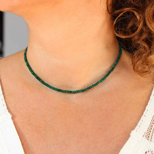 Jade Necklace, Green Beaded Choker