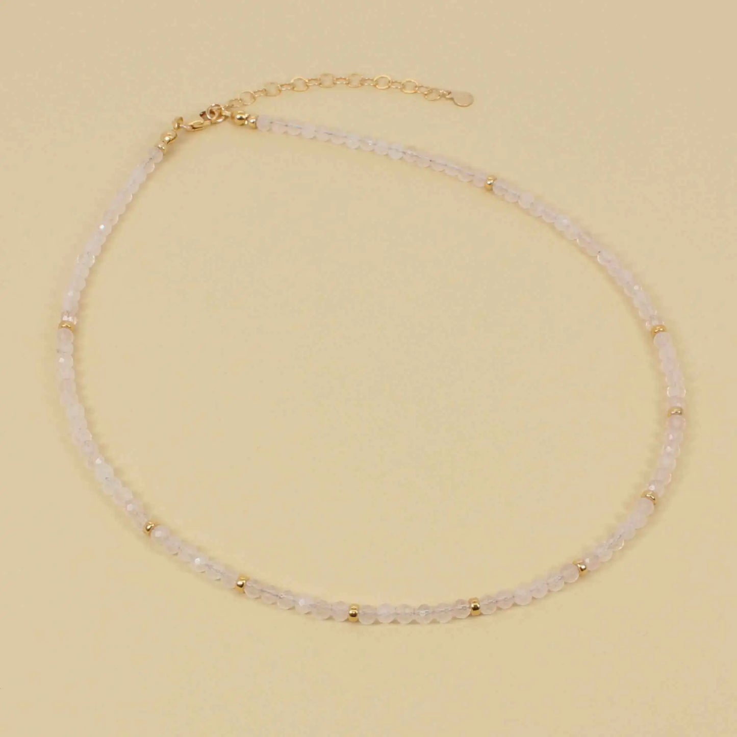 Light Pink Quartz Beaded Choker Necklace