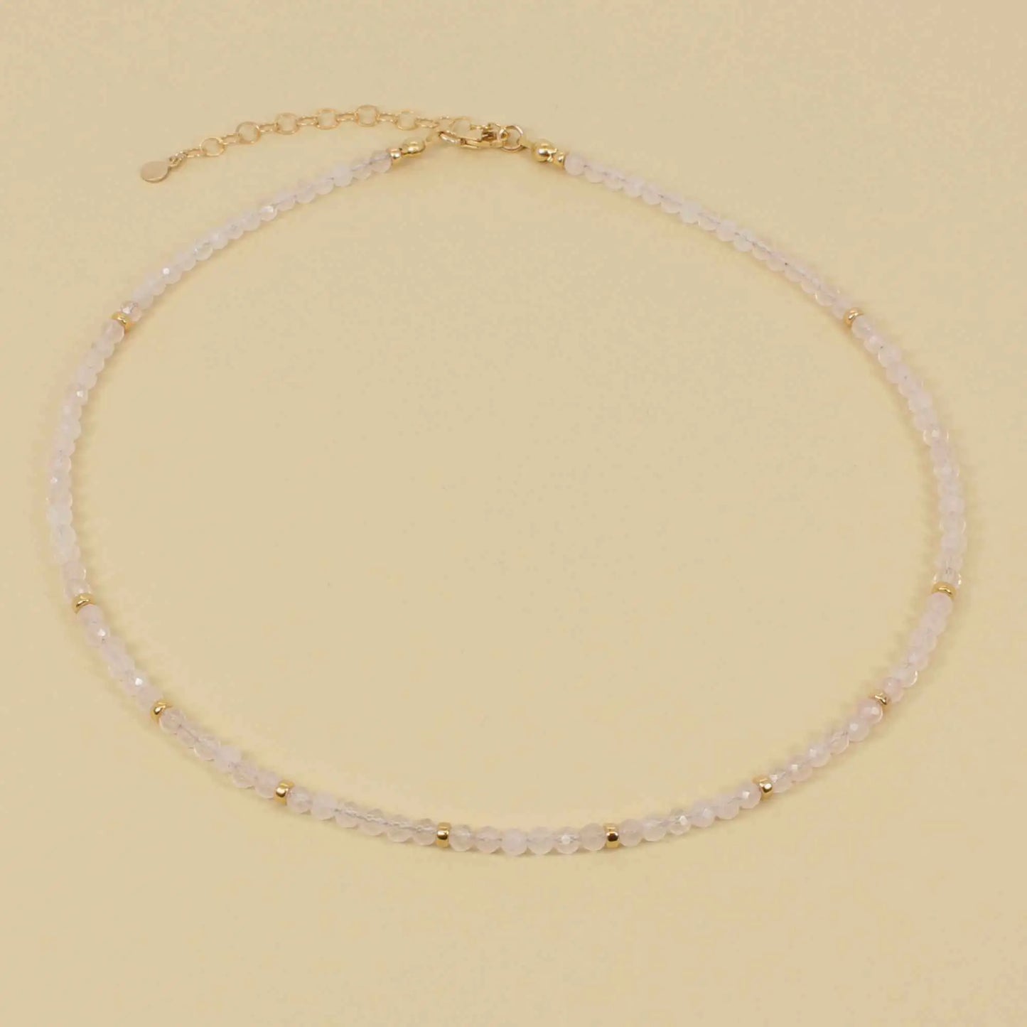 Light Pink Quartz Beaded Choker Necklace