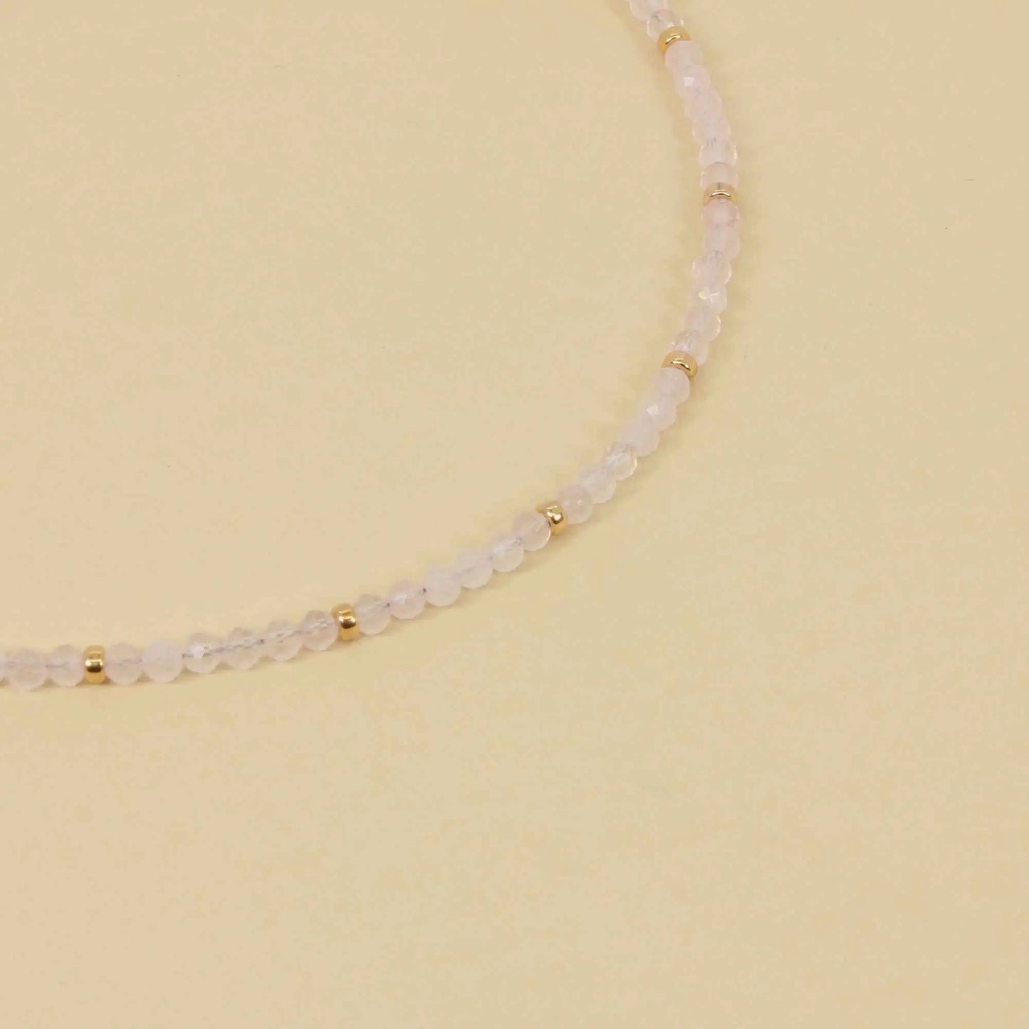 Light Pink Quartz Beaded Choker Necklace