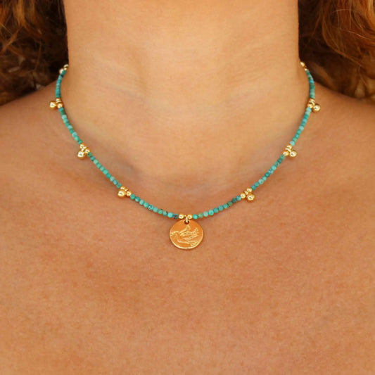 Minimalist Turquoise Beaded Choker Necklace