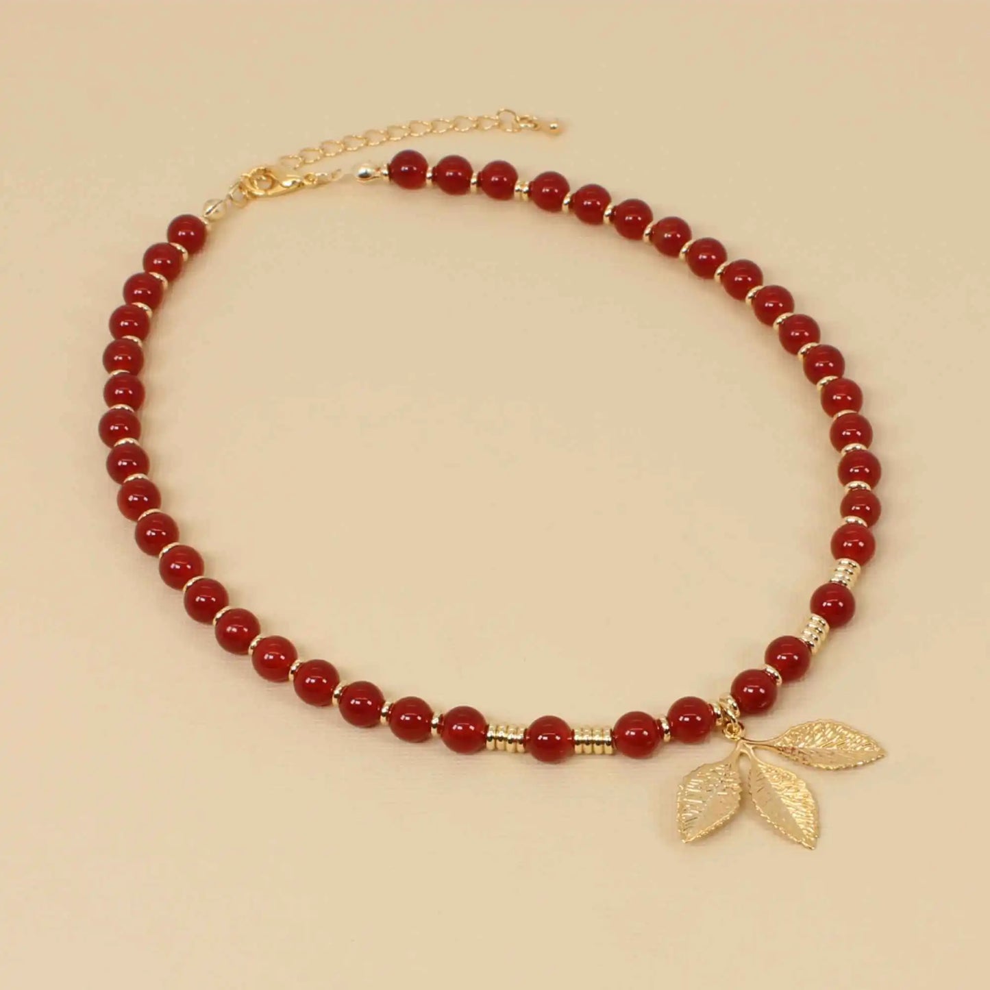 Red Carnelian Beaded Gemstone Choker Necklace