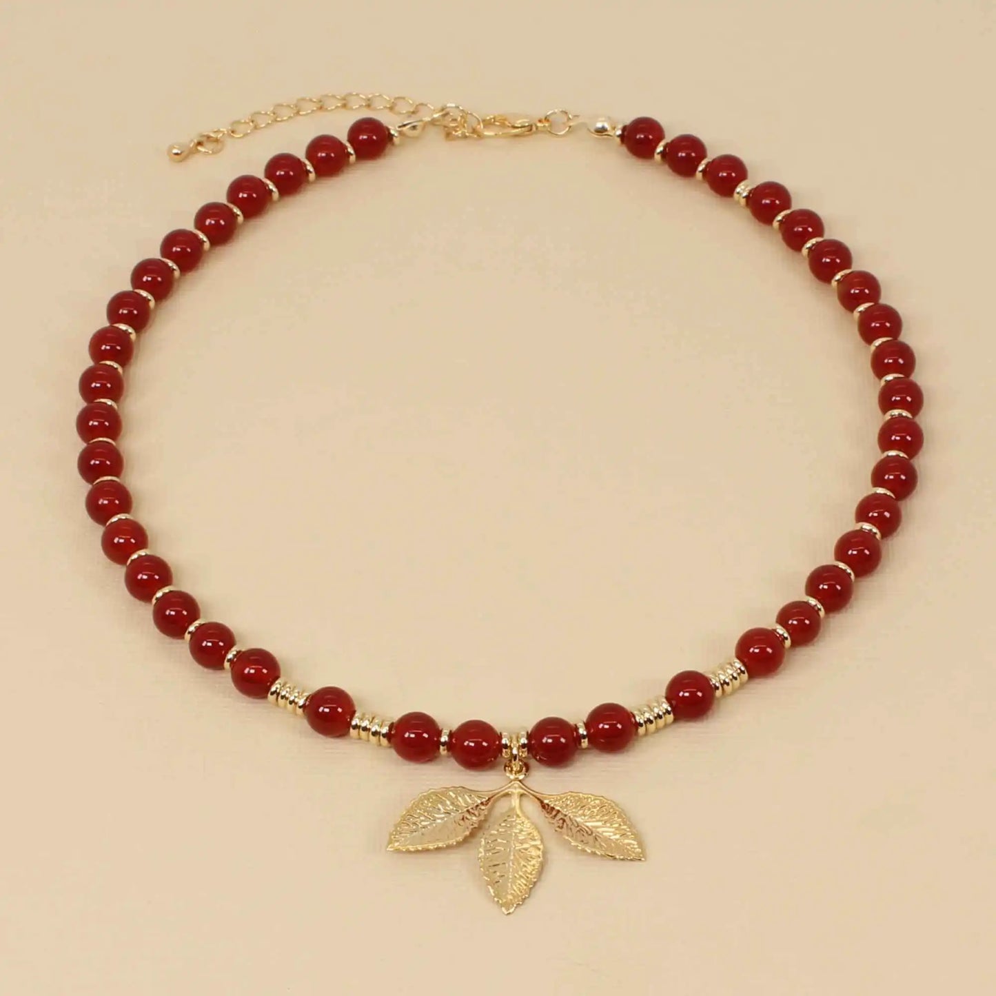 Red Carnelian Beaded Gemstone Choker Necklace