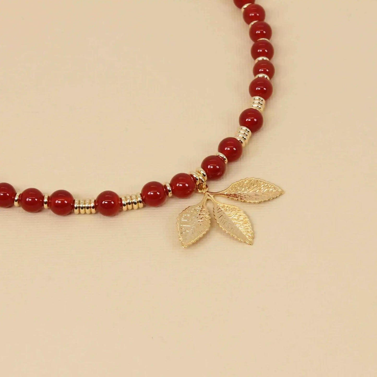 Red Carnelian Beaded Gemstone Choker Necklace